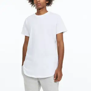 定制t恤100% 高级纯棉平白经典超长t恤夏季休闲高品质男式t恤