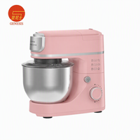Batteur sur socle planétaire électrique 1000W, 12 vitesses, bol mélangeur en acier inoxydable 5,0L, crochet pétrisseur, fouet, design à tête inclinable, pour la pâtisserie