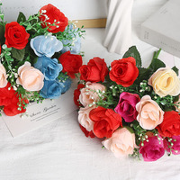 Zijden Kunstbloemen Kleurrijke Perzikgeurende Rozen Kunstbloemenboeket Premium High-End Look Bruiloft Huisdecoratie Fabriek