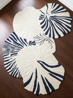 Tapis sur mesure de luxe, forme de feuille irrégulière, tapis en laine tufté à la main, tapis de salon, grand format