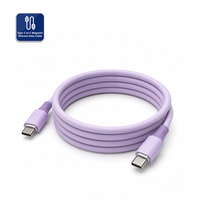 Câble de données magnétique en silicone de type C à C (violet) 100W 5A à charge rapide, câble auto-enroulant de type C à type C