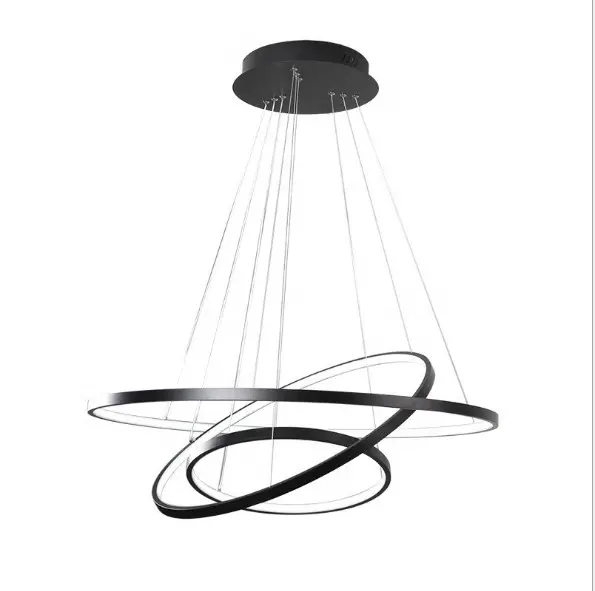 Modern LED Ring Chandelier Nordic Design Circular Pendant Light for Restaurant Hotel Stair Living Room Meeting Room