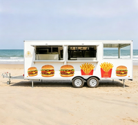 Remorque alimentaire mobile personnalisée à double essieu en acier au carbone, avec graphismes pour burgers et frites, chariot de concession commercial pour restauration rapide