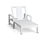 Chaise longue de jardin en aluminium blanc style accoudoir pour bain de soleil en extérieur, idéale pour le bord de piscine