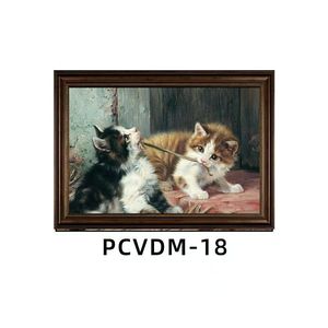 Art mural chat vintage encadré impression sur toile peinture animale réaliste pour la décoration intérieure