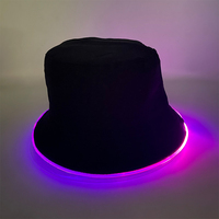 Sombrero de cubo de fiesta que brilla intensamente, gorra de pescador con luz LED, sombrero de neón luminoso para Bar Club, suministros para sombreros fluorescentes de baile para hombres y mujeres