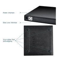 Grabador de DVD y CD con USB 2,0 externo, lector de DVD 24x, reproductor de unidad tipo bandeja para ordenador, portátil, escritorio y Windows