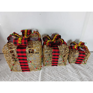 Caja de regalo de lujo iluminada, juego de Navidad alimentado por batería de 3, decoración interior Led con purpurina navideña - Product Image 2