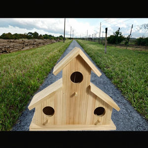 Nichoir multifonctionnel en bois massif poli pour cour extérieure, artisanat en bois suspendu pour observation des oiseaux, objet d'art et de collection - Product Image 2