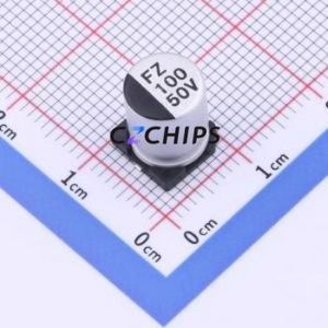 ตัวเก็บประจุอิเล็กโทรไลต์อะลูมิเนียมแบบ SMD รุ่น FZ1H101M0810, ขนาด D8xL10.5 มม. 100uF 20% 50V 8 มม. - Product Image 1