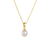 Bijoux de mode de haute qualité en argent Sterling 925 plaqué or 14 carats collier pendentif perle d'eau douce naturelle unique pour les femmes