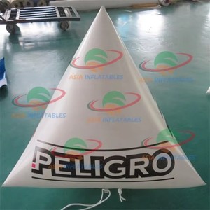 Bouée <span class=keywords><strong>de</strong></span> triathlon gonflable grande taille, marqueur triangulaire gonflable, pyramide jaune pour événement aquatique - Product Image 3