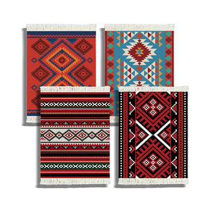 Juego de 4 posavasos de tela turca persa ecológicos, diseño de Mini alfombra oriental para mesa de centro, decoración del hogar, regalos de inauguración - Product Image 2