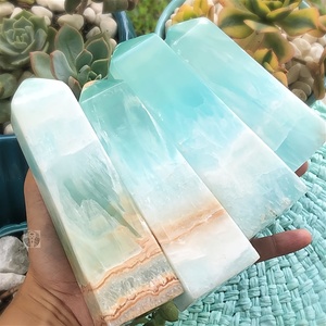 Torre di Calcite Caraibica Naturale a Quattro Lati, Cristallo di Quarzo Druzy all'Ingrosso, Decorazione per Casa e Ufficio, Regalo per Guarigione Reiki - Product Image 1