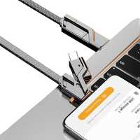 Cable USB Tipo C 4 en 1, Cable de Carga Rápida para Teléfono, Cable Multi-Cargador Plano Trenzado