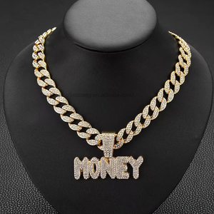 European American TrendyyWholesale Necklace <b>Cross</b>-Border Hot-Selling Men's Cuban Pendant Letter Money - Product Image 4