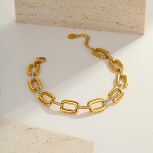 Bracelet en acier inoxydable rond en forme de cœur avec zircone, couleur inaltérable, best-seller, bracelet plaqué or haut de gamme - Product Image 5