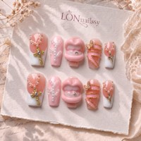 Uñas Acrílicas PMMA Hechas a Mano con Curva Francesa de 2.5 Cuadrados, Personalizadas para el Mercado Objetivo, Uñas PMMA de Cobertura Completa, ODM OEM, 10 Piezas
