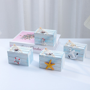 Caja de Joyería de Madera Azul Claro con Temática Oceánica, Estilo Mediterráneo, Decoración de Playa - Product Image 3