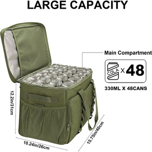 Deenith 48 Cans Insulated Soft <b>Cooler</b> <b>Large</b> Collapsible Portable Travel <b>Cooler</b> <b>Bag</b> 24L (6.34gal) Polyester Wine <b>Cooler</b> Zipper - Product Image 2