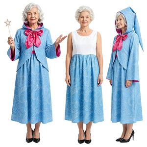 Disfraz de Madrina de Hadas para Mujer Adulta, Falda Azul con Capa y Lazo, para Halloween o Representaciones Escénicas - Product Image 1