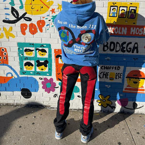 Jeans larghi a vita bassa <span class=keywords><strong>donna</strong></span> Streetwear <span class=keywords><strong>pantaloni</strong></span> <span class=keywords><strong>Cargo</strong></span> Cyber Goth autunno Streetwear <span class=keywords><strong>pantaloni</strong></span> in Denim con grafica a blocchi di colore - Product Image 1