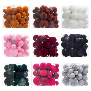 Velvet Flocked <b>Plastic</b> Christmas Baubles Soft Flocking Hanging Ornaments For Xmas Tree <b>Window</b> Home Holiday Decor Wholesale - Product Image 1