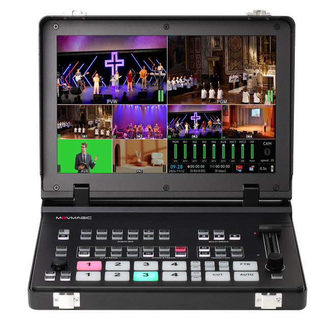Professional MF10S 5-Channel Movmagic 4K HD/SDI Video Mixer Switcher Metal Construction LAN Control for Broadcast Live Streaming