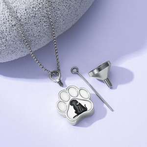 화장 보석 925 스털링 실버 고양이와 개 발 인쇄 유품 펜던트 항아리 목걸이 깔때기 및 채우기 도구 - Product Image 3