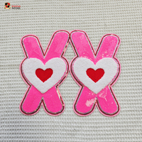Patchs Cœur Personnalisés Thermocollants Saint-Valentin Rose XOXO Broderie Pailletée Grande Taille pour Vêtements T-shirts Sweats à Capuche Vestes Chapeaux Denim