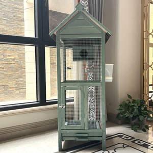 Büyük açık ahşap kuş kafesi hava yuva kutusu ile Aviary nefes üreme kafesi papağanlar Mynas güvercinler için tomurcuklar - Product Image 3