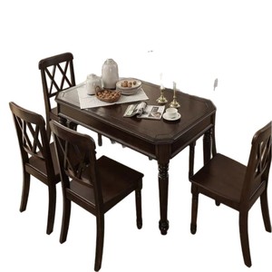 Juego de mesa y sillas de comedor de madera maciza estilo americano, 4 piezas, juego de comedor duradero - Product Image 5