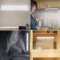 Barre de Lumière Portable USB Rechargeable pour Armoire de Cuisine, Garde-Robe, Placard, Escaliers, Lit et Bureau, 15cm, 10 LED