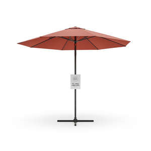 Sombrilla de Jardín Grande de Acero, Color Terracota, Poliéster, 3 Metros, Inclinación Manual, con Base, Protección Solar para Exteriores - Product Image 1