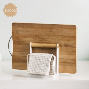 Cutting Board Rack for Kitchen <b>Pan</b> and Pot Lid Organizer Carbon Steel Wood Handle Shelves Cutting Board Holder Drain Rack - Product Image 5