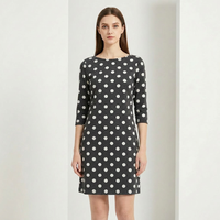 Robe imprimée confortable, coupe ample, tenue de tous les jours, vêtement élégant à motifs, col rond, robe décontractée