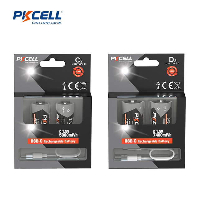 PKCELL High Quality AA Li-ion Rechargeable Batteries USB-C Charging 1.5V for Laptop Gaming Mobile Phone Speaker Thermometer-in