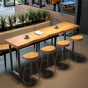 Sgabello da Bar Moderno in Legno Massello per Sala da Pranzo Commerciale, Gambe in Ferro Resistenti, Personalizzabile e Montabile a Parete per Casa e Hotel - Product Image 6