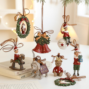 Ornement de Noël Cloche Peinte en Résine pour Dropshipping Shopify, Décoration Vintage de Dessin Animé à Suspendre à l'Arbre, Cadeau Rétro - Product Image 5