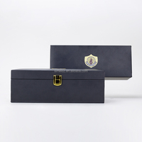 Boîte-cadeau en cuir MDF noir Emballage de cravate et de lunettes de luxe Boîte de montre en bois personnalisable