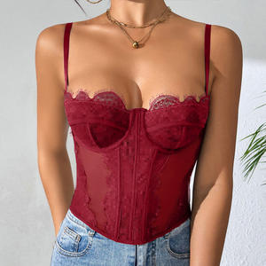Soutien-gorge push-up moulant personnalisé pour femme avec dentelle à franges et camisole transparente pure et séduisante - Product Image 6