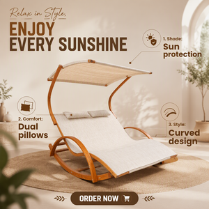 Chaises longues en bois avec parasols, pour la plage, le jardin, l'hôtel, la piscine et comme chaises longues d'extérieur - Product Image 5