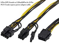 Câble d'alimentation d'extension 8 broches femelle vers double 8 P (6 + 2) broches mâle PCIe PCI-Express 4 lignes câble de carte graphique de fusion