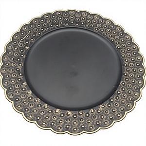 Assiette de chargeur Premium Design pour la maison et la cuisine Couleur noire Look élégant Assiette de service pour restaurant - Product Image 1
