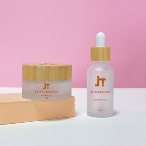 Bamboo Cosmetic Packaging 30ml 50ml 100ml 4oz Frosted Serum Oil Glass Dropper Bottles Pump Bottle Spray Bottles with Bamboo Lid - Product Image 2