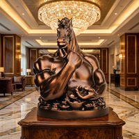 Statue de cheval en bronze personnalisée - Sculpture de cheval galopant avec finition cuivre antique - Figurine mascotte de la Fête Nationale