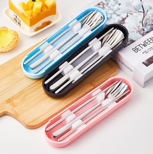 2024 Nieuwe Koreaanse Japanse 304 Roestvrij Staal Lepel Vork Eetstokjes Draagbare Outdoor Reis Bestek Set Met Koffer - Product Image 1