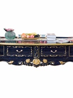 Table à thé et table basse de style européen en bois massif, avec plateau en marbre naturel, meuble TV pour salon, aucun assemblage requis