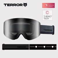 Petites lunettes de ski cylindriques unisexes professionnelles noires à double couche, en TPU photochromique HD, magnétiques et compatibles