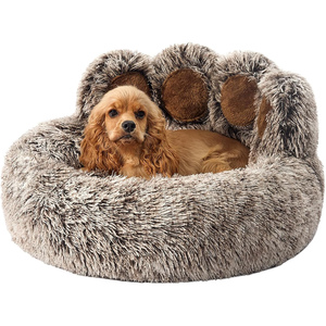 Manufacturer Wholesale Custom logo Pet Supplier <b>Plush</b> Dog <b>Cat</b> Bed Bear Paw Shape - Product Image 1